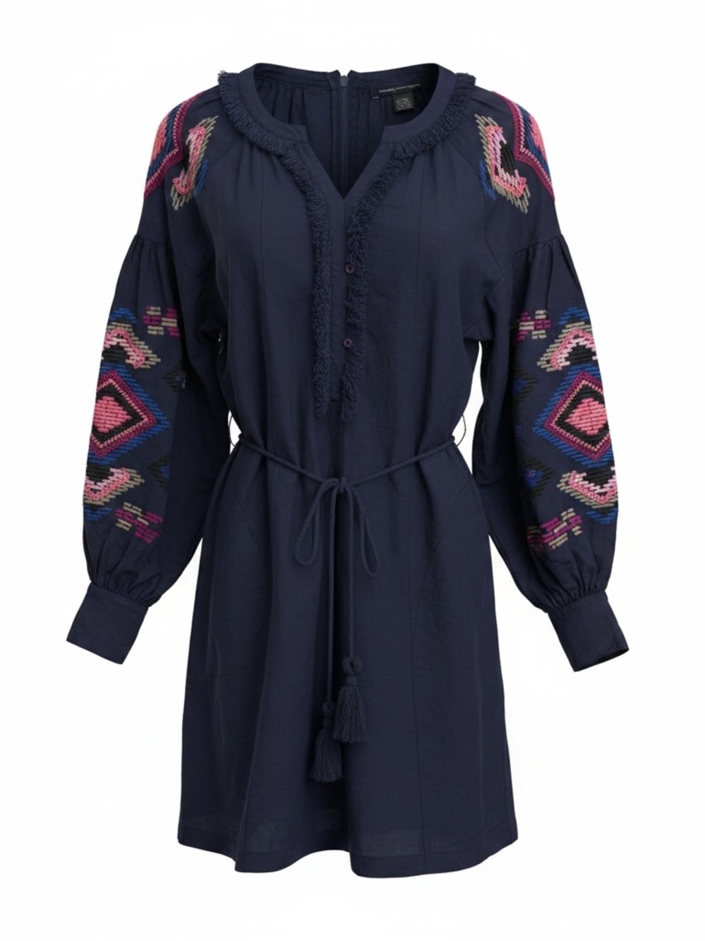 French Connection Navy Tunic with Pink & Blue Embroidery